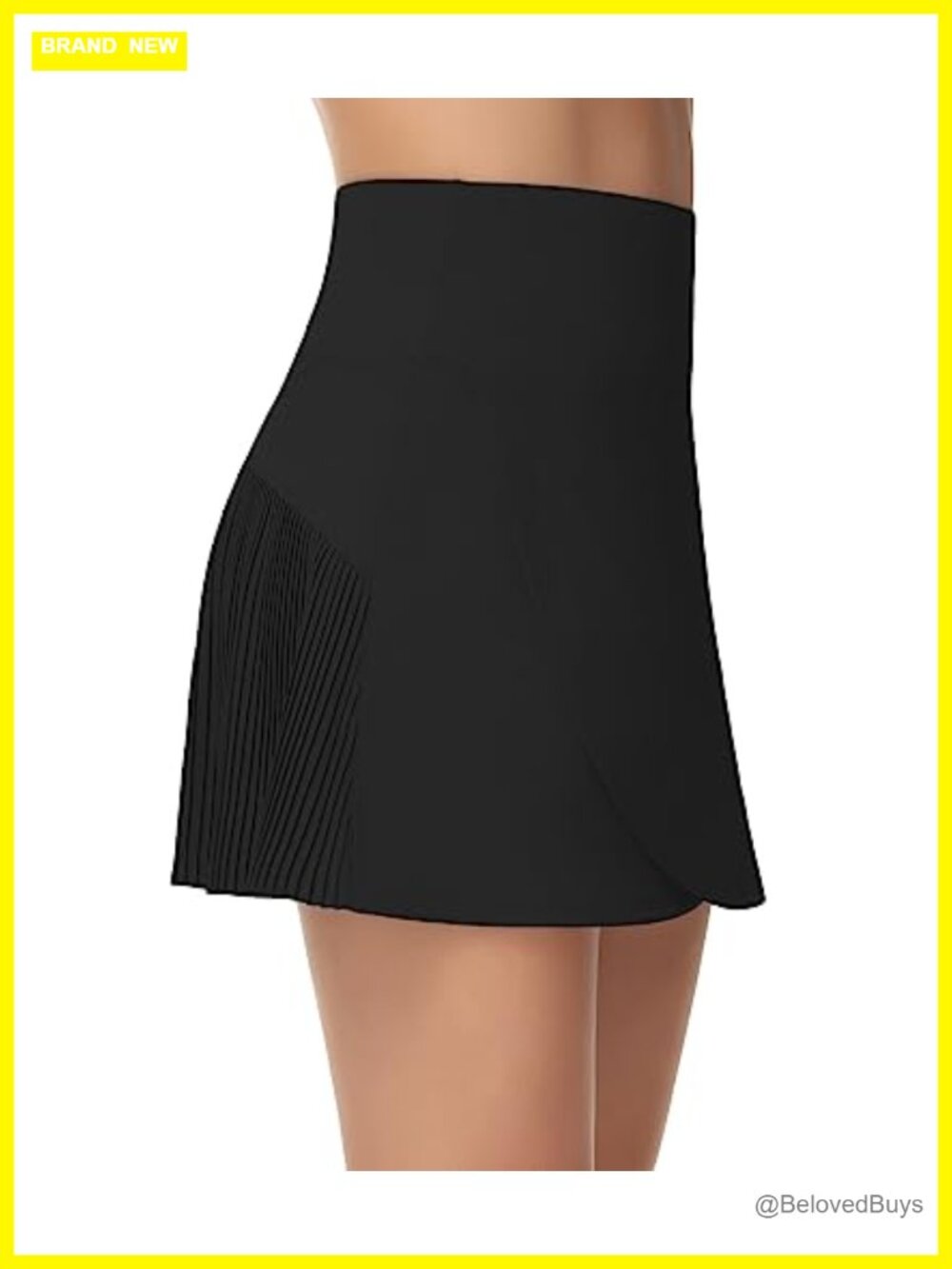 High Waisted Pleated Tennis Skort with Crossover Hem and Pockets
